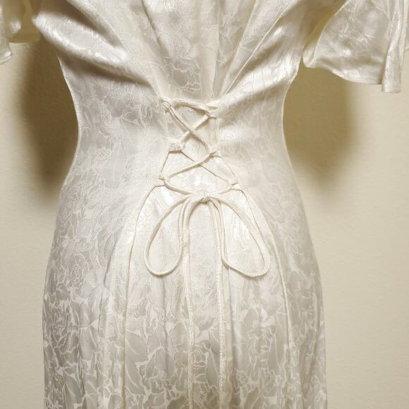 Vintage JODY Ivory Bridal Cottage field Corset Embossed Dress - Picture 11 of 15